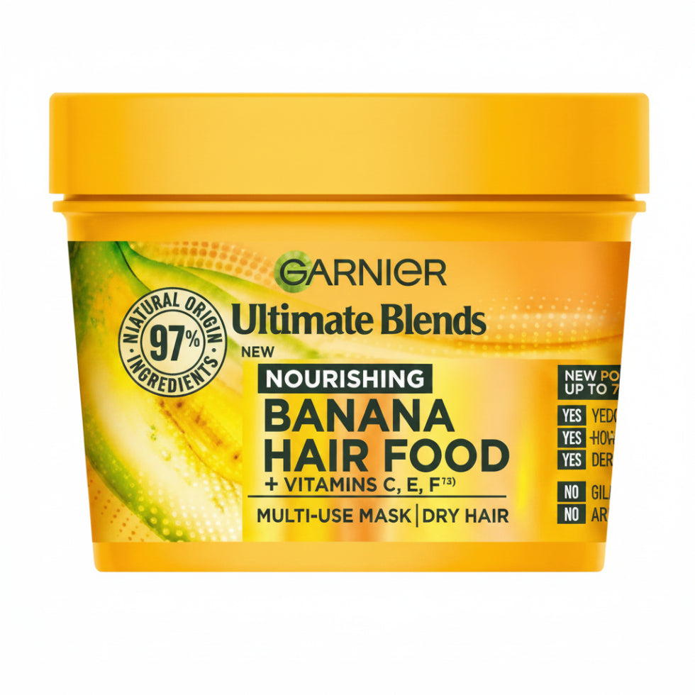 garnier banana hair food mask 400ml nourishing 3 in 1 treatment dry hair frizz control soft shiny hair
