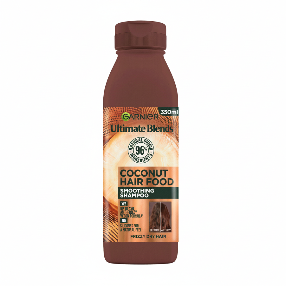 garnier coconut hair food shampoo 350ml curly hair frizz control hydrating smooth defined shiny hair

