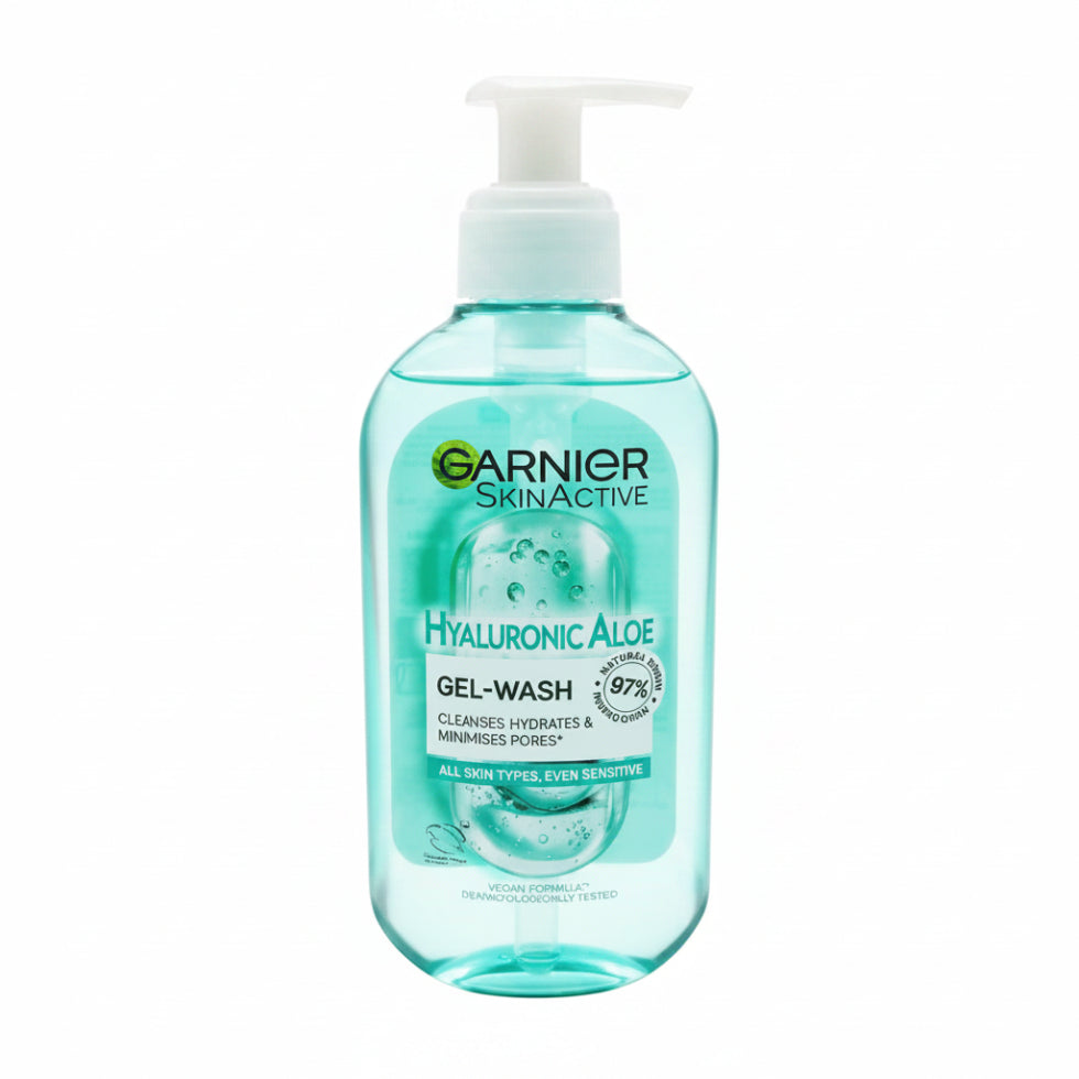 garnier hyaluronic aloe gel wash 200ml hydrating face cleanser fresh smooth skin
