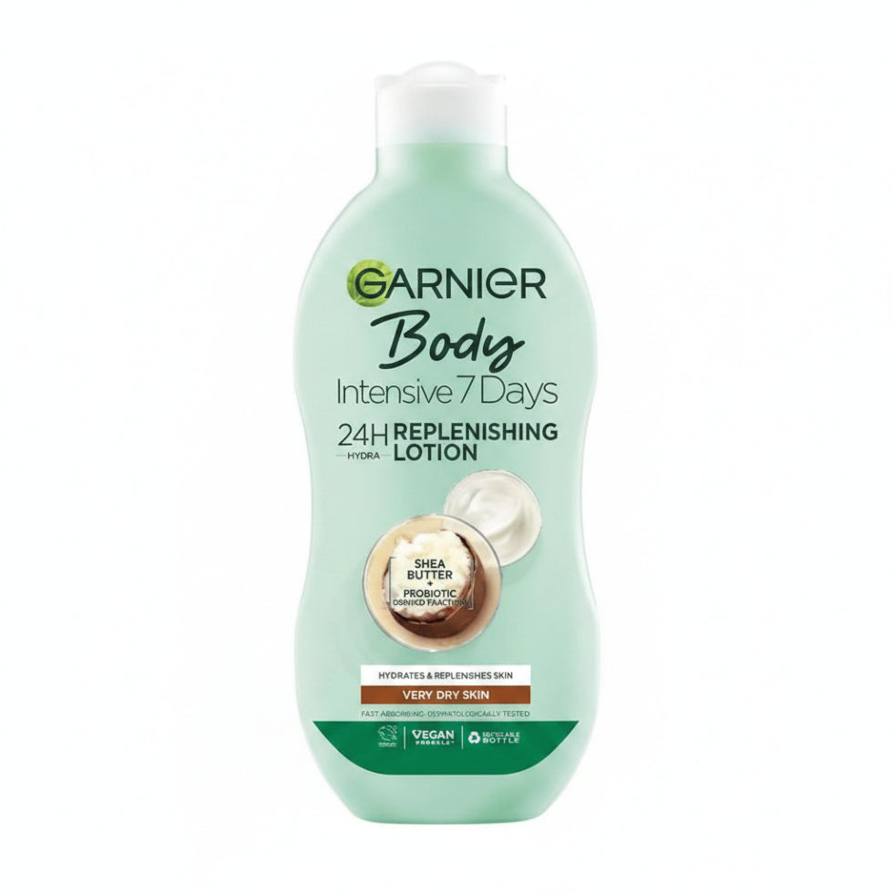 garnier intensive 7 days shea butter body lotion 400ml ultra hydrating dry skin soft smooth long lasting moisture
