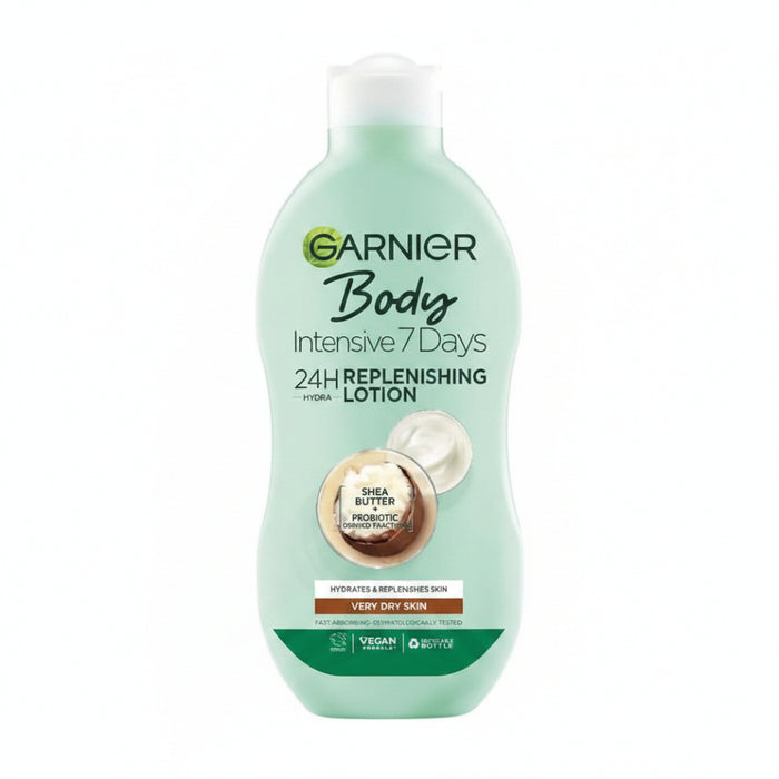 garnier intensive 7 days shea butter body lotion 400ml ultra hydrating dry skin soft smooth long lasting moisture

