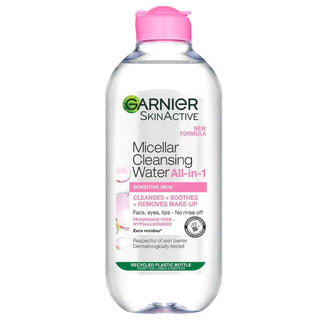 garnier micellar cleansing water 200ml sensitive skin gentle makeup remover no rinse clean fresh skin
