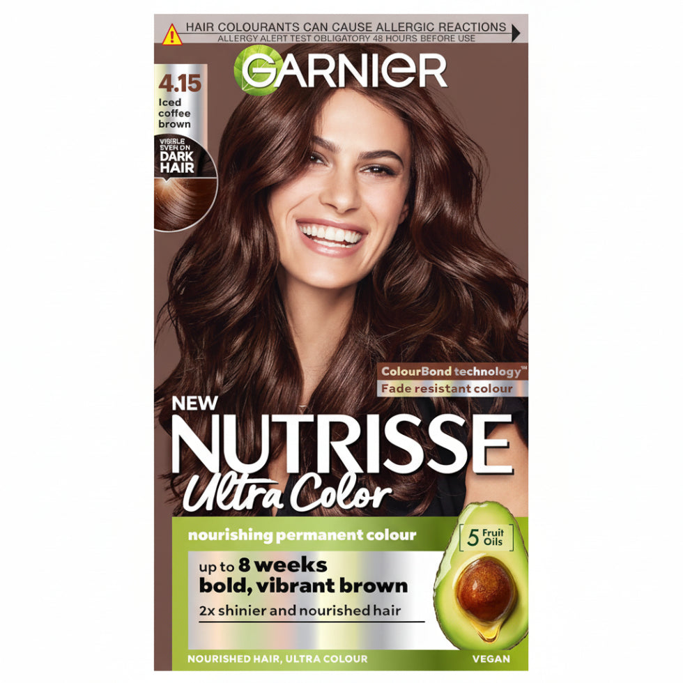 garnier nutrisse ultra color 4 15 iced coffee brown intense long lasting hair dye product