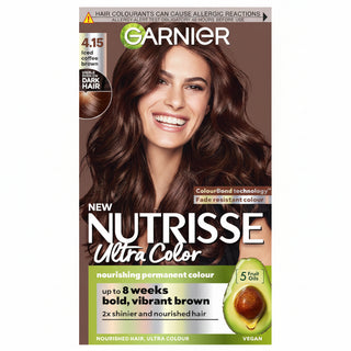 garnier nutrisse ultra color 4 15 iced coffee brown intense long lasting hair dye product