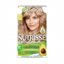 Garnier Nutrisse Ultra Color 8.11 Light Ashy Blonde hair dye box showing cool ash blonde shade result