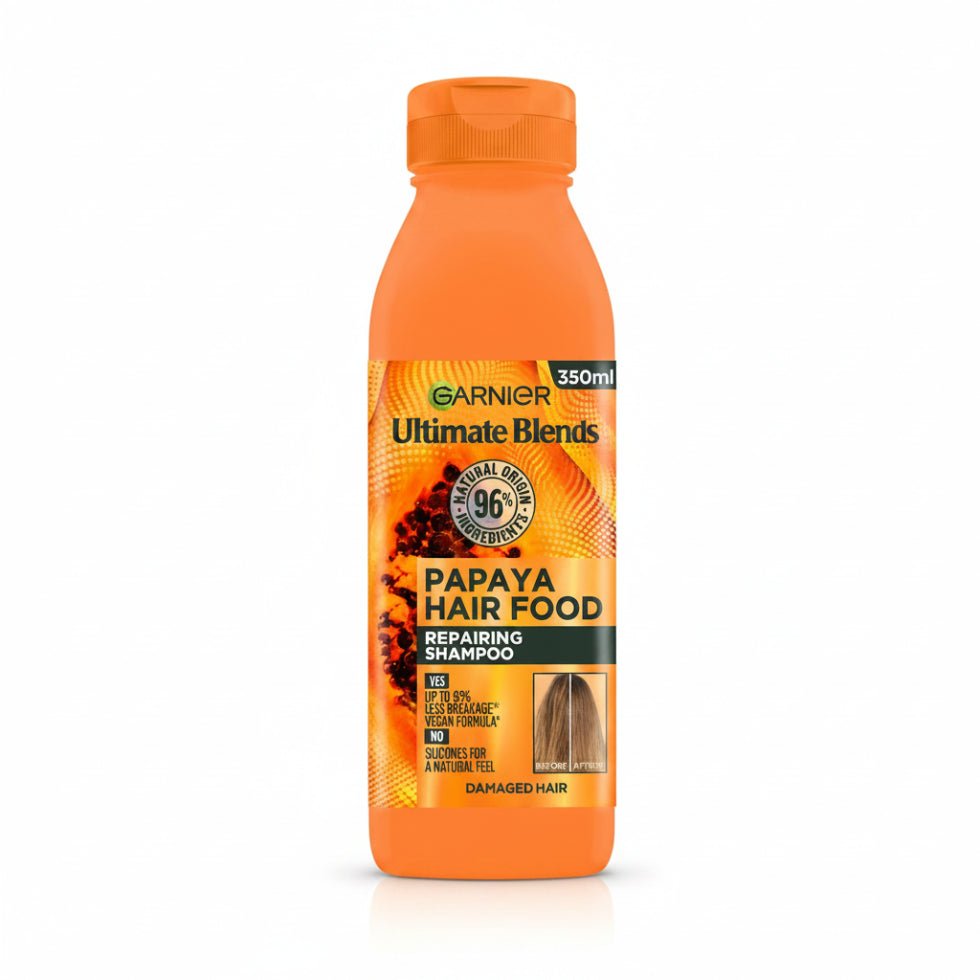garnier papaya hair food shampoo 350ml repairing nourishing soft shiny healthy hair

