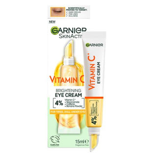 garnier vitamin c brightening eye cream 15ml dark circles puffiness smooth bright under eyes
