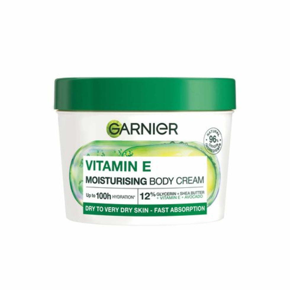 garnier vitamin e moisturising body cream 380ml deep hydration soft smooth healthy skin
