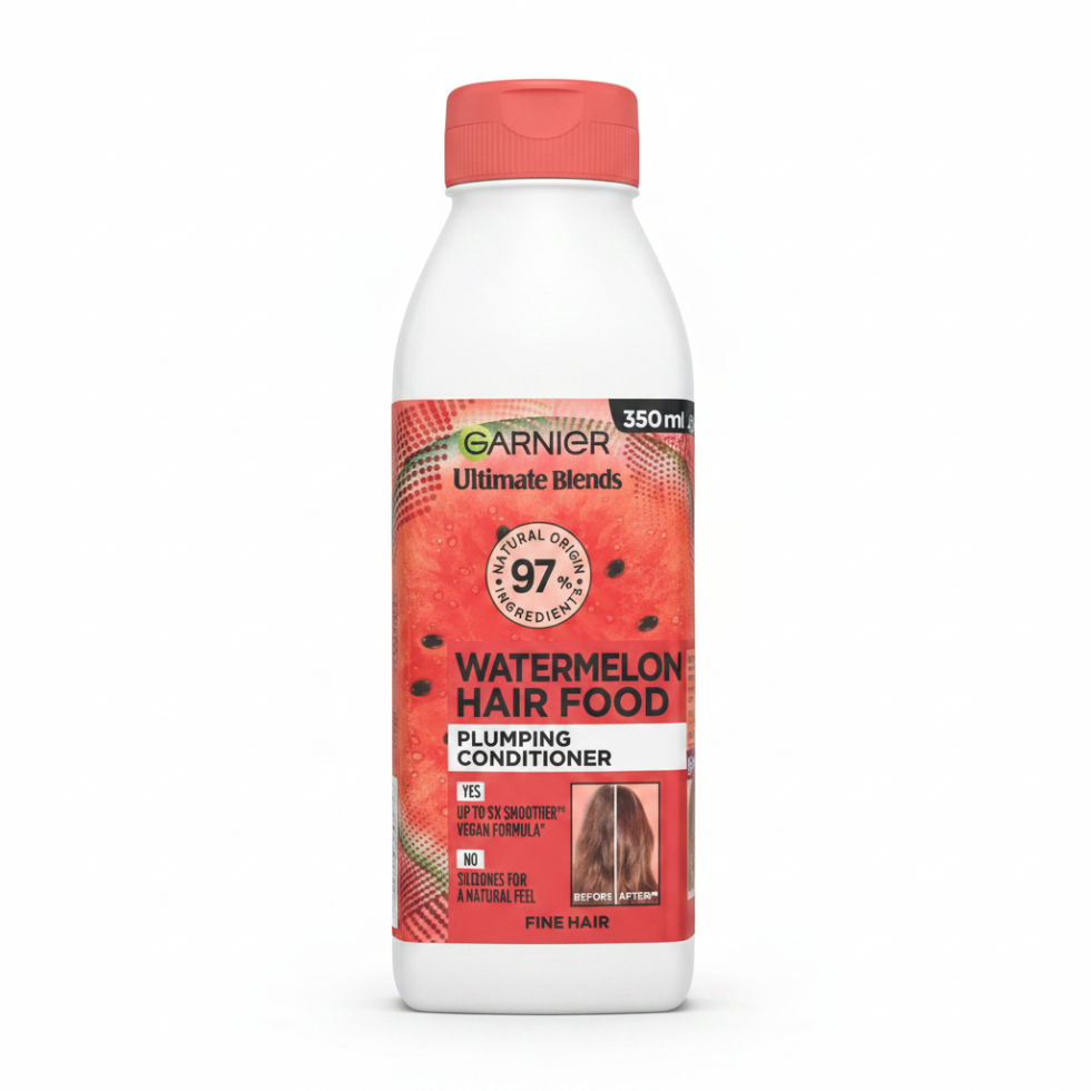 garnier watermelon hair food conditioner 350ml for fine hair lightweight hydration detangling soft bouncy shiny volume