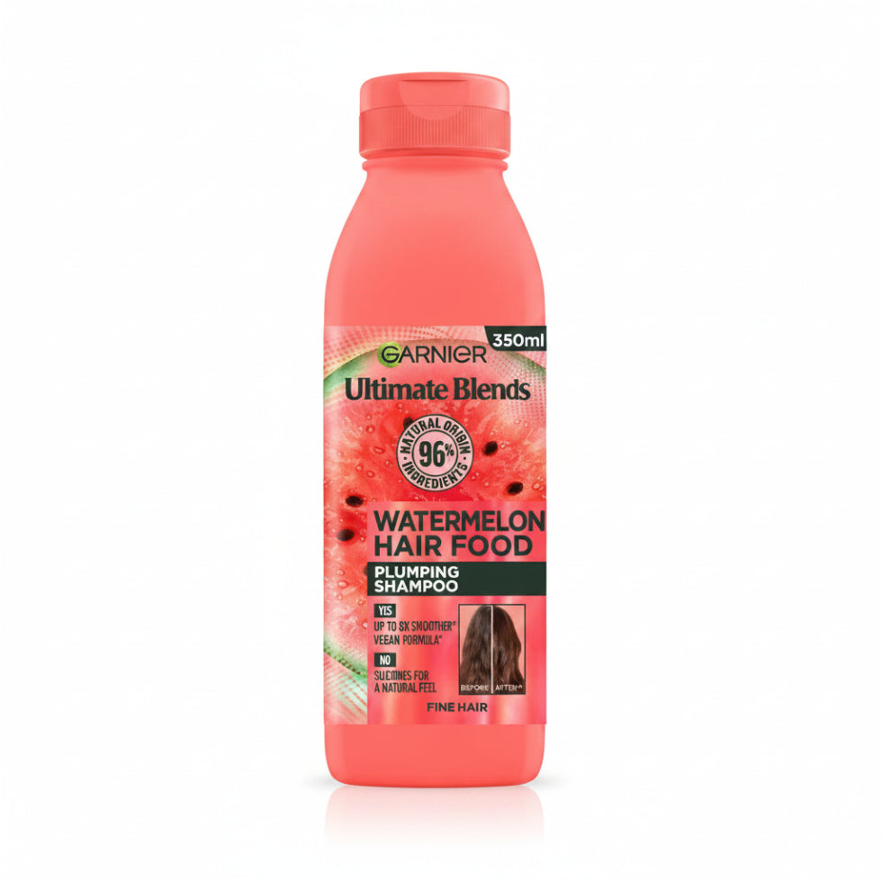 garnier watermelon hair food shampoo 350ml for fine hair volume boost lightweight hydration soft shiny fresh hair