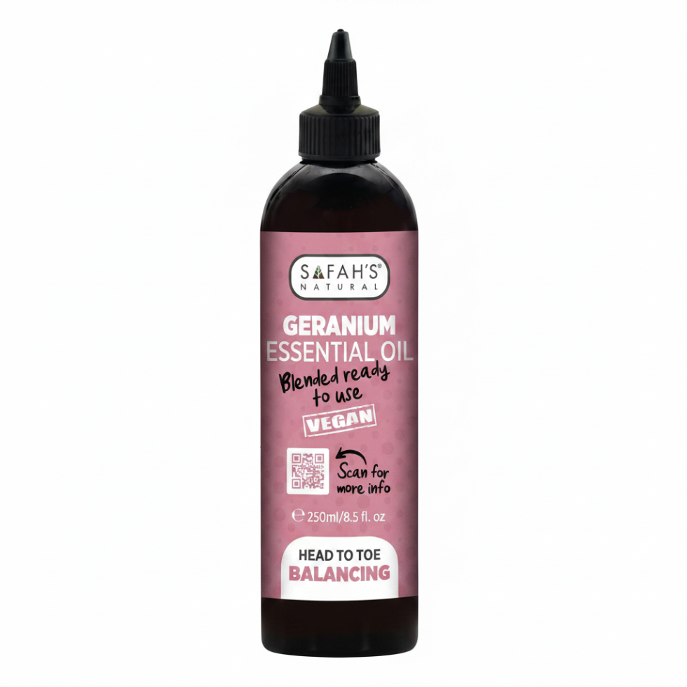 geranium essential oil 250ml mood enhancing floral aromatherapy skin balancing natural oil