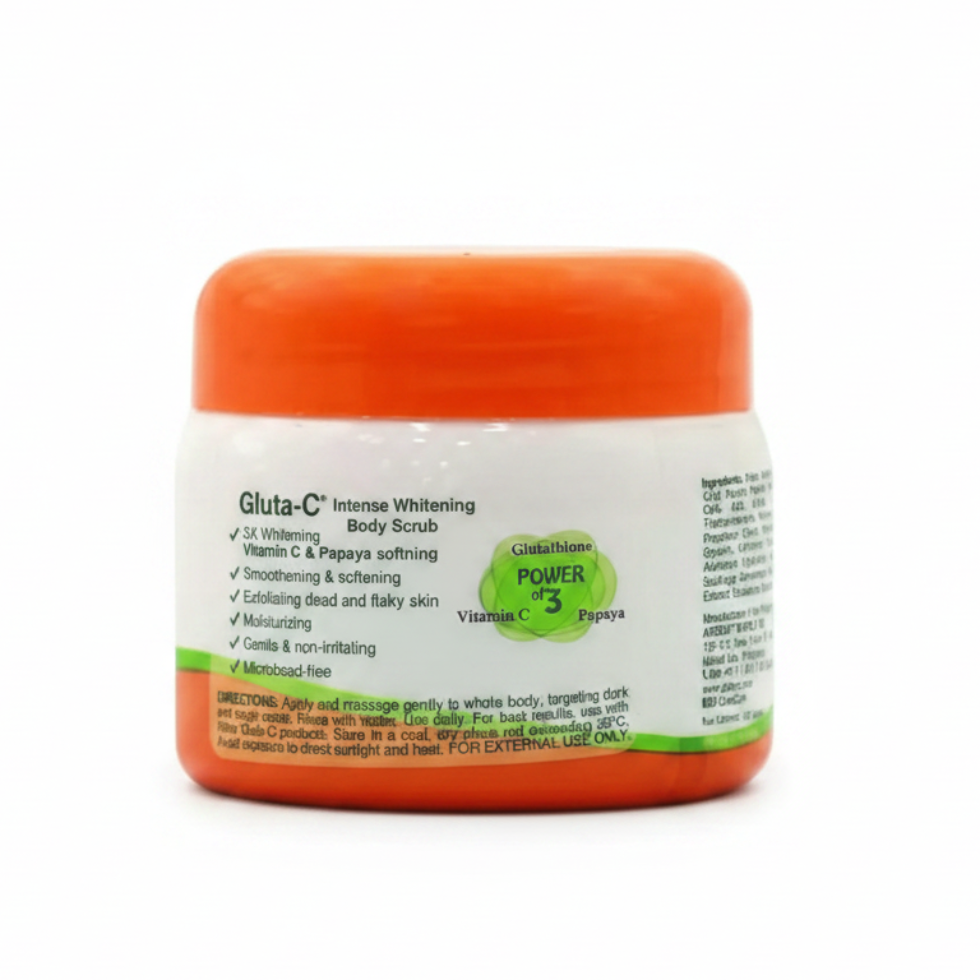 Gluta-C whitening body scrub with glutathione and vitamin C for smooth glowing skin
