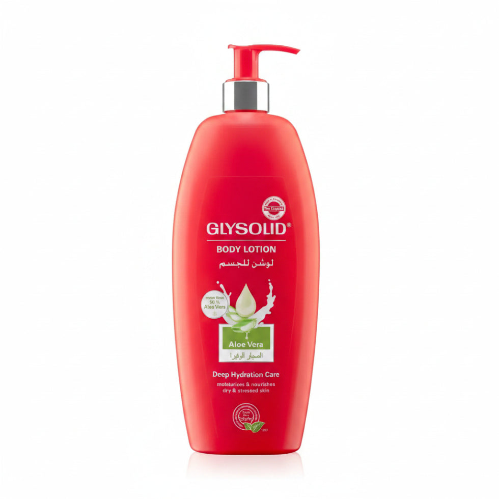 glysolid aloe vera body lotion 500ml for hydrating soothing and soft skin