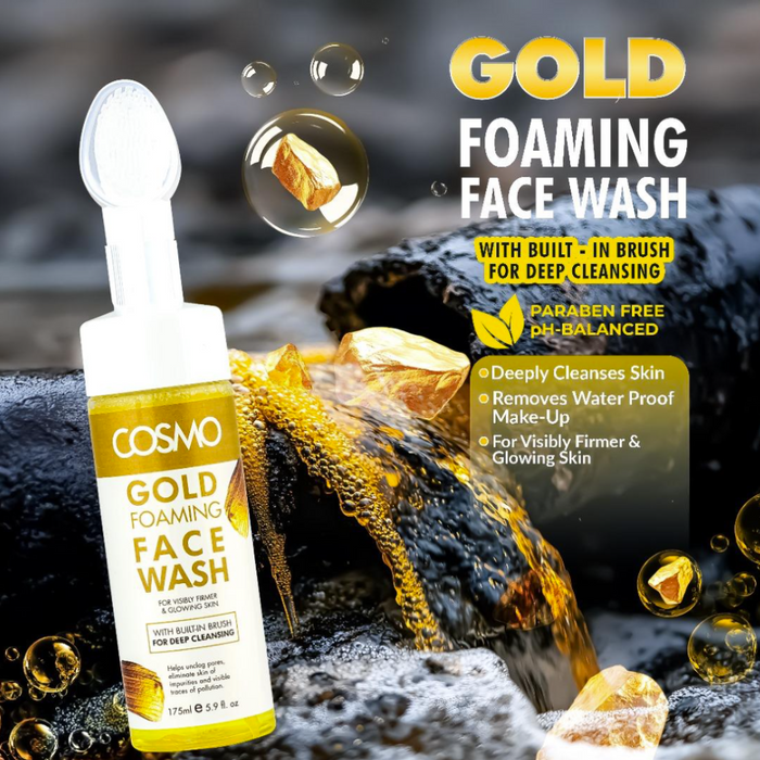 Cosmo gold foaming face wash 175ml deep cleansing anti aging brush cleanser for radiant youthful skin