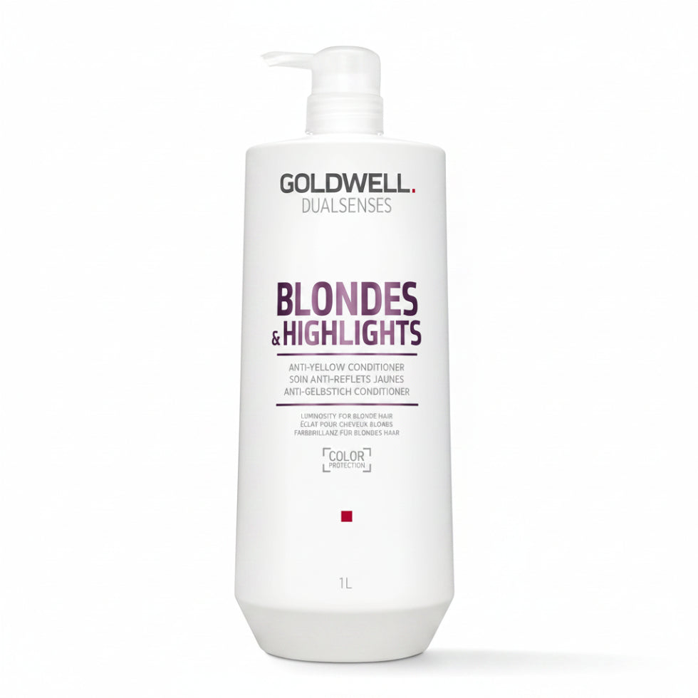 goldwell dualsenses blondes and highlights anti yellow conditioner 1000ml for blonde silver and highlighted hair with brassiness control and shine enhancement care