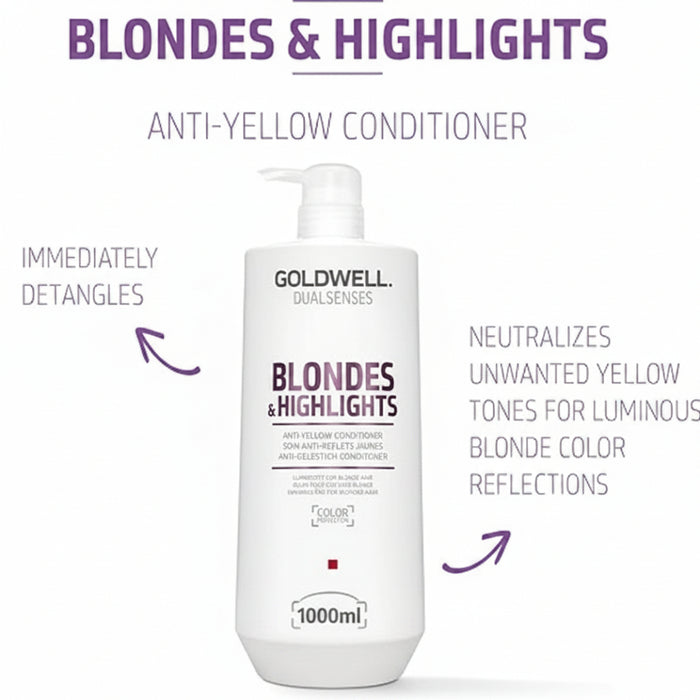 Goldwell Dualsenses Blondes & Highlights Anti-Yellow Conditioner 1000ml | Tone Care