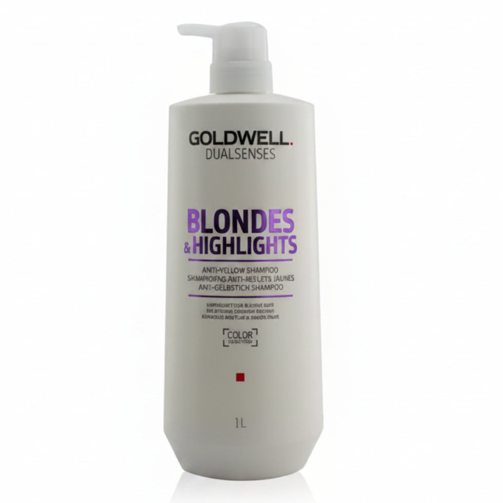 goldwell dualsenses blondes and highlights anti yellow shampoo 1000ml for blonde silver and highlighted hair with brassiness control and shine enhancement care