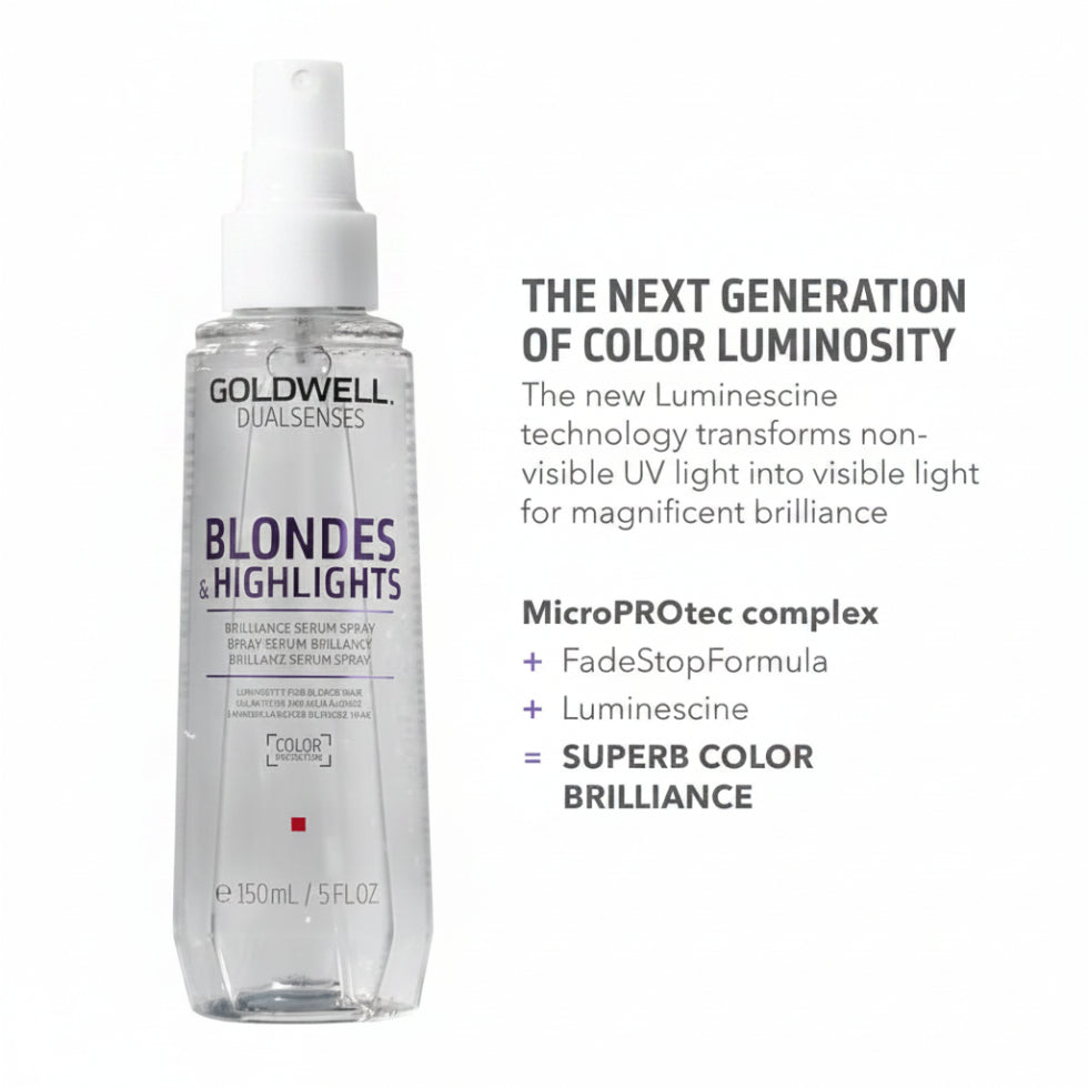 goldwell dualsenses blondes and highlights brilliance serum spray 150ml for blonde highlighted and silver hair with shine enhancement and lightweight detangling care