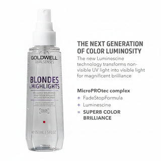 goldwell dualsenses blondes and highlights brilliance serum spray 150ml for blonde highlighted and silver hair with shine enhancement and lightweight detangling care