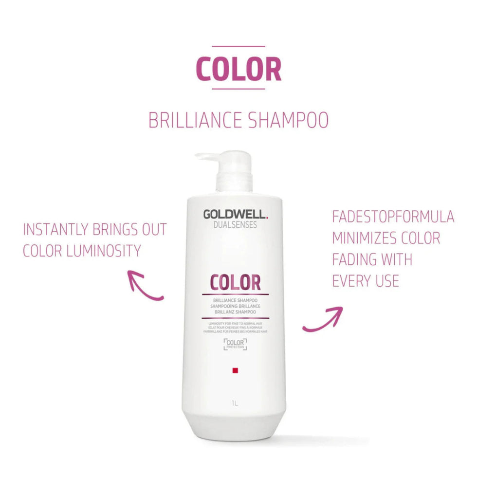 goldwell dualsenses color brilliance shampoo 1000ml for color treated hair with color protection shine enhancement and lightweight cleansing care for fine to normal hair
