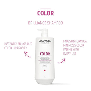 goldwell dualsenses color brilliance shampoo 1000ml for color treated hair with color protection shine enhancement and lightweight cleansing care for fine to normal hair