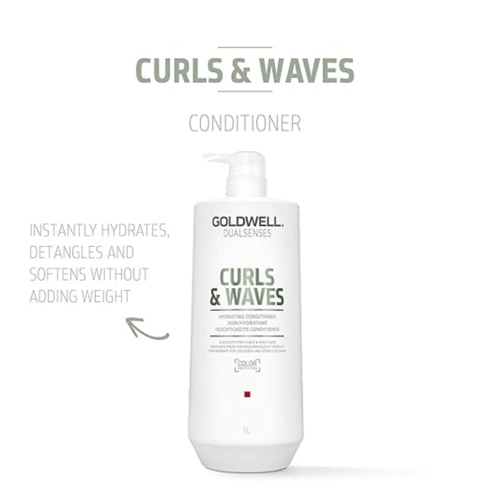 goldwell dualsenses curls and waves hydrating conditioner 1000ml for curly and wavy hair with moisture frizz control and curl definition care