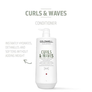 goldwell dualsenses curls and waves hydrating conditioner 1000ml for curly and wavy hair with moisture frizz control and curl definition care
