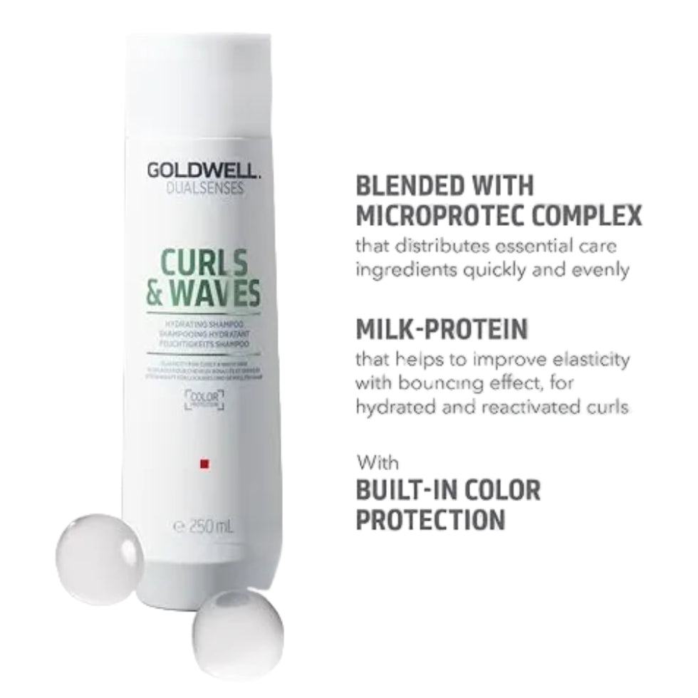 goldwell dualsenses curls and waves hydrating shampoo 250ml for curly and wavy hair with moisture frizz control and curl definition care