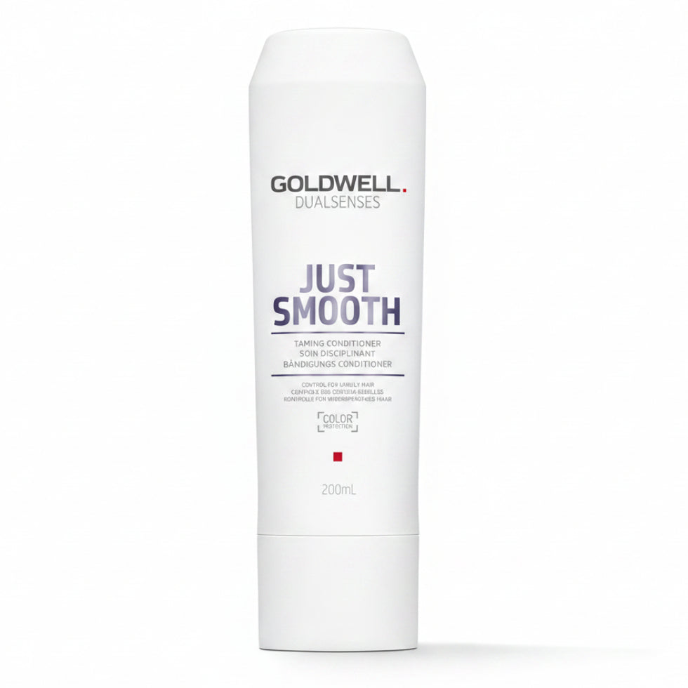 goldwell dualsenses just smooth taming conditioner 200ml for frizzy unruly hair with smoothing frizz control and shine enhancing care