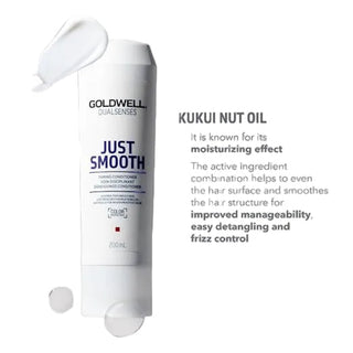 goldwell dualsenses just smooth taming conditioner 200ml for frizzy unruly hair with smoothing frizz control and shine enhancing care