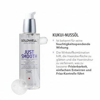 goldwell dualsenses just smooth taming oil 100ml for frizzy unruly hair with anti frizz smoothing and shine enhancing care