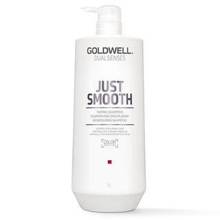 goldwell dualsenses just smooth taming shampoo 1000ml for frizzy unruly hair with anti frizz smoothing shine enhancing and softening care for manageable hair