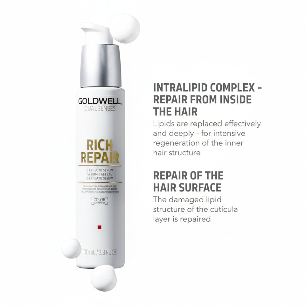 goldwell dualsenses rich repair 6 effects serum 100ml for damaged hair with repair frizz control shine enhancement and leave in conditioning care
