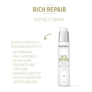 goldwell dualsenses rich repair 6 effects serum 100ml for damaged hair with repair frizz control shine enhancement and leave in conditioning care