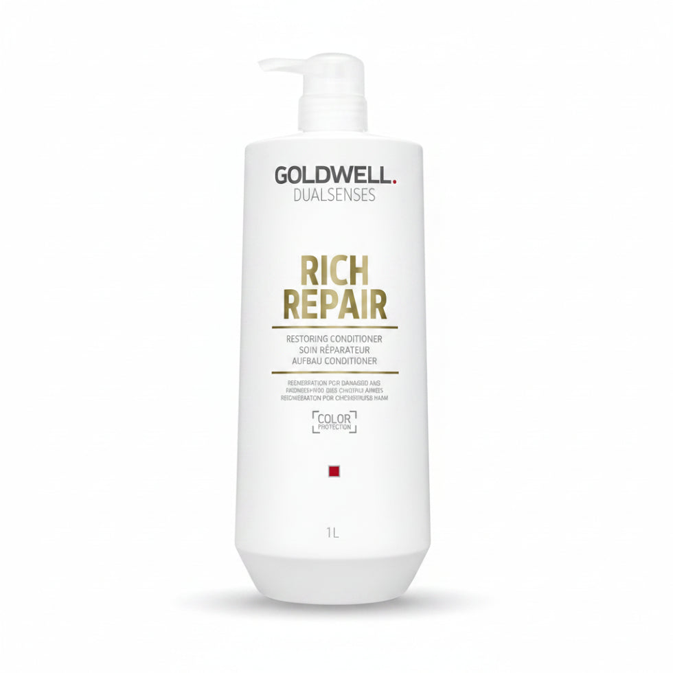 goldwell dualsenses rich repair conditioner 1000ml for damaged hair with repair nourishment strength and shine enhancing salon size care