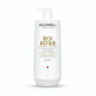 goldwell dualsenses rich repair conditioner 1000ml for damaged hair with repair nourishment strength and shine enhancing salon size care