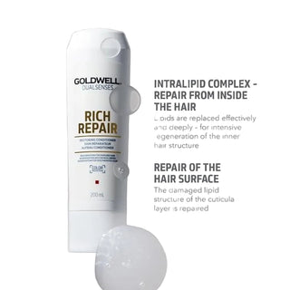 goldwell dualsenses rich repair conditioner 200ml for damaged hair with repair nourishment strength and shine enhancing care