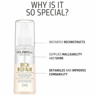 goldwell dualsenses rich repair restoring serum spray 150ml for damaged hair with detangling repair shine enhancement and leave in conditioning care