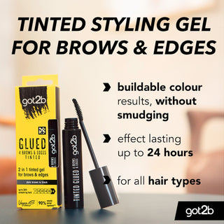 got2b Glued 4 Brows & Edges Tinted Dark Brown to Black, Dark Blonde to Brown 16ml | 24h Hold