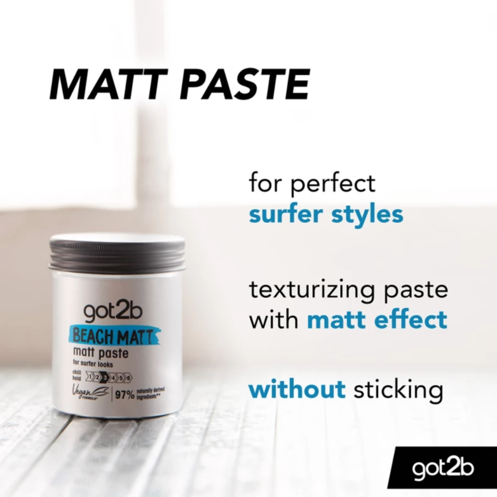 Got2b Beach Matt Paste 100ml for medium hold matte textured beach-style hair
