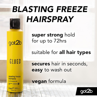 Got2b Glued Blasting Freeze Spray 300ml for 72h extreme hold and bold hairstyles
