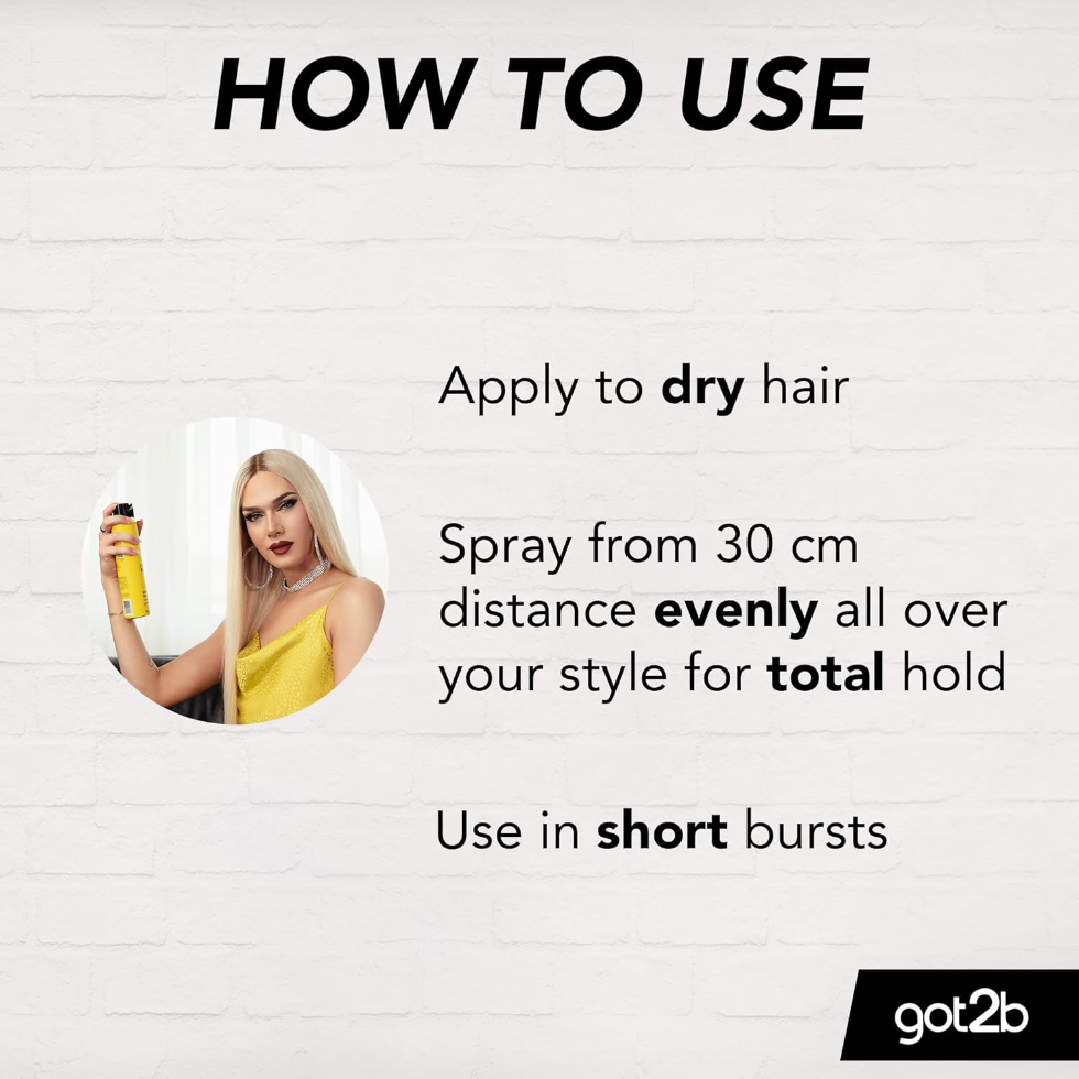 Got2b Glued Blasting Freeze Spray 300ml for 72h extreme hold and bold hairstyles
