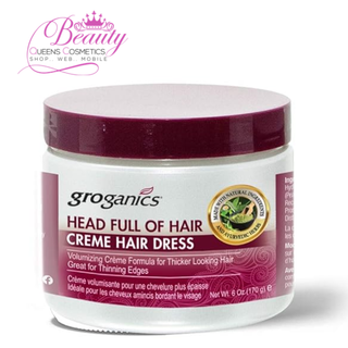 Groganics Head Full of Hair Cream Hair Dress 6oz | Volumize, Nourish & Strengthen Hair