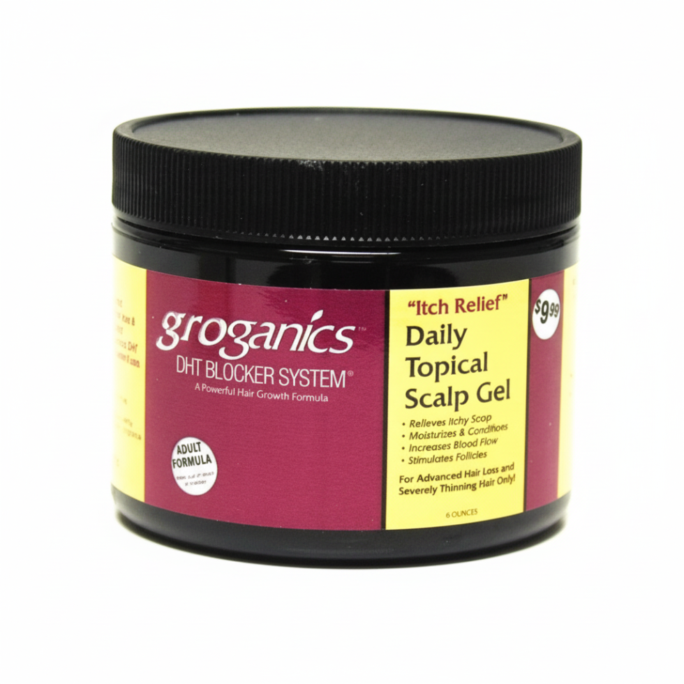 Groganics daily topical scalp gel for soothing anti itch relief hydrating scalp and restoring comfort for healthy scalp balance