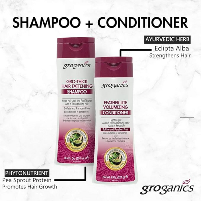 Groganics Feather Lite Volumizing Conditioner 8oz | Lightweight Volume & Strength