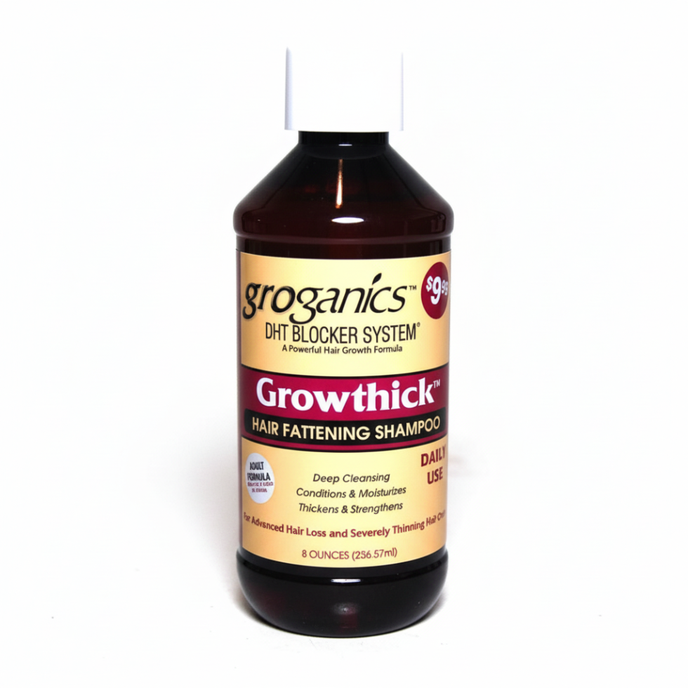 Groganics gro thick hair fattening shampoo for volumizing cleansing and strengthening hair for fuller thicker and healthier looking hair