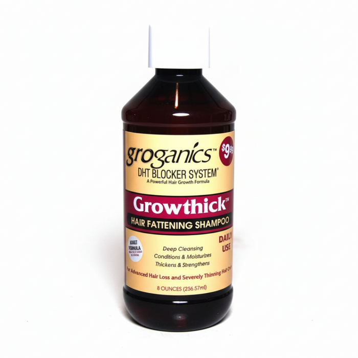 Groganics Gro-thick Hair Fattening Shampoo 8oz | Volumizing Hair Cleanser