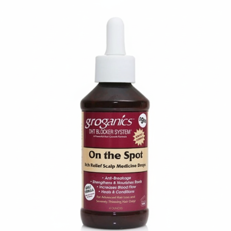 Groganics on the spot itch relief scalp medicine drops for soothing itchy scalp reducing dryness and supporting healthy hair growth and scalp balance