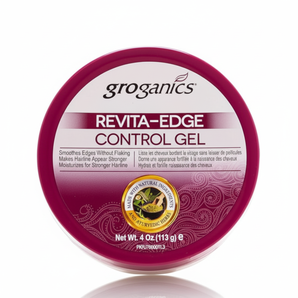 Groganics revita edge control gel for smooth edges strengthening hairline and long lasting non flaking hold