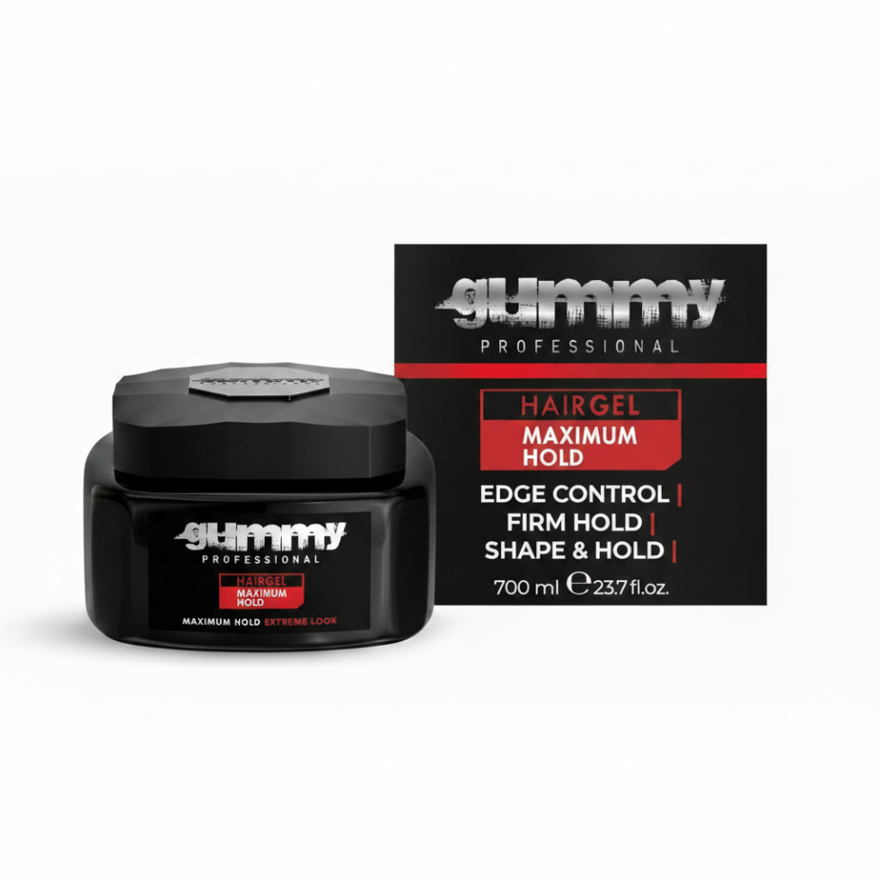 Gummy Professional hair gel maximum hold 700ml extreme look shine no flakes long lasting styling gel for strong control and defined hairstyles